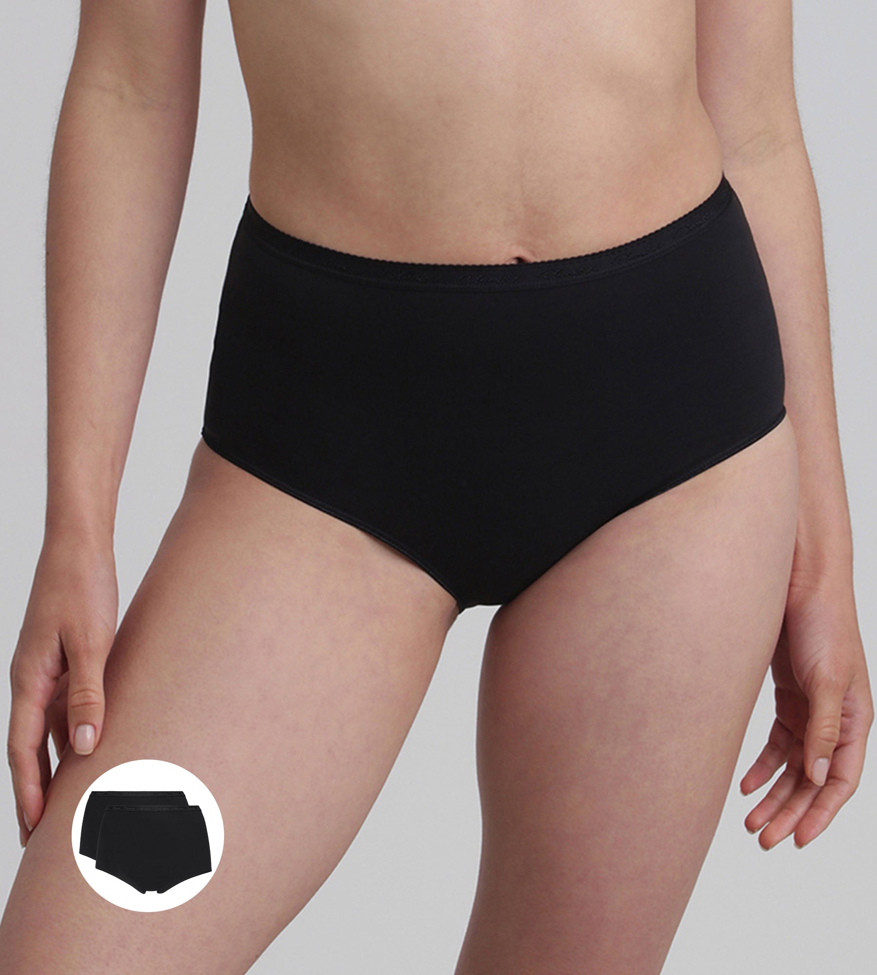 Playtex® Pack of 2 full knickers in black Organic Cotton
