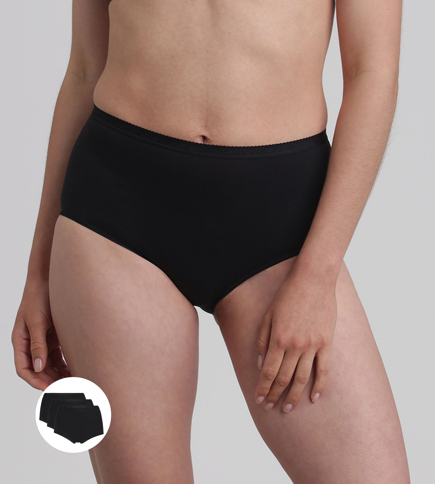 Playtex® Pack of 3 full knickers in black Organic Cotton
