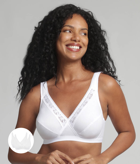 Playtex® Pack of 2 non-wired bras in white Classic Cotton Support