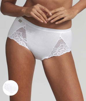 Pack of 2 midi knickers in white Cotton & Lace