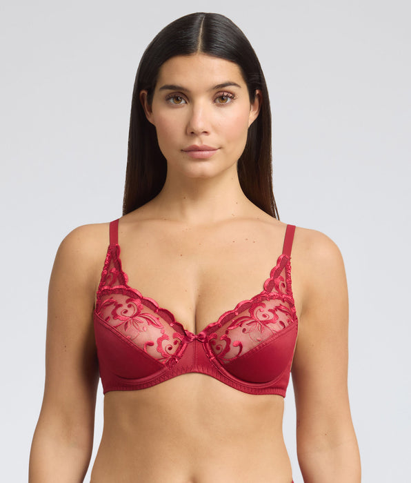 Playtex® Underwired bra in red velvet Essential Elegance Embroidery