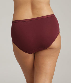 Pack of 3 midi knickers in plum, print and red poppy Organic Cotton
