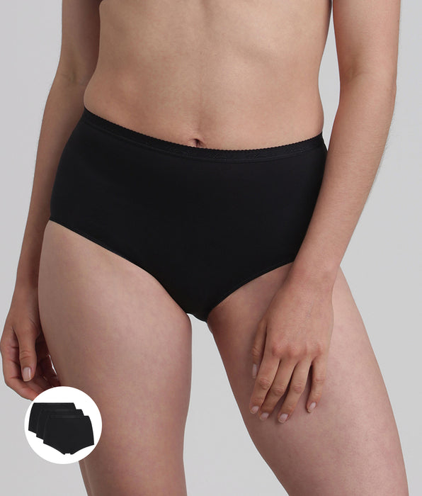Playtex® Pack of 3 full knickers in black Organic Cotton