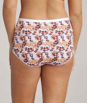 Pack of 3 full knickers in plum, print and red poppy Organic Cotton