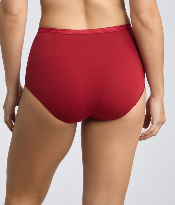 Playtex® Pack of 3 high-waisted knickers in pomegranate, purple and purple floral print Organic Cotton