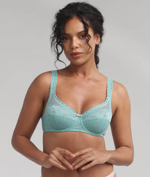 Underwired bra in poetic blue Recycled Classic Lace Support