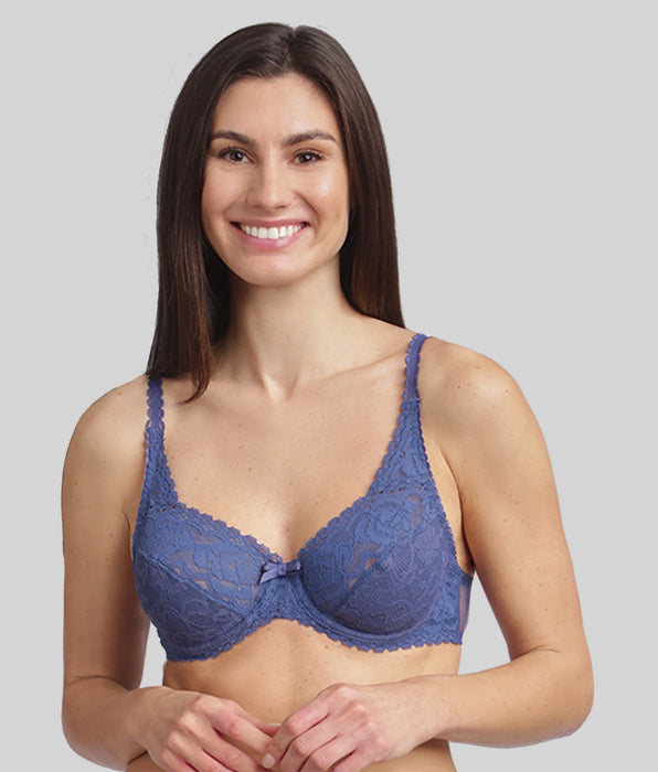 Playtex® Underwired bra in cobalt blue Flower Elegance Recycled