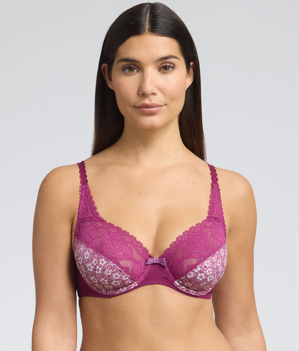 Playtex® Underwired bra in purple floral print Flower Elegance Micro Recycled