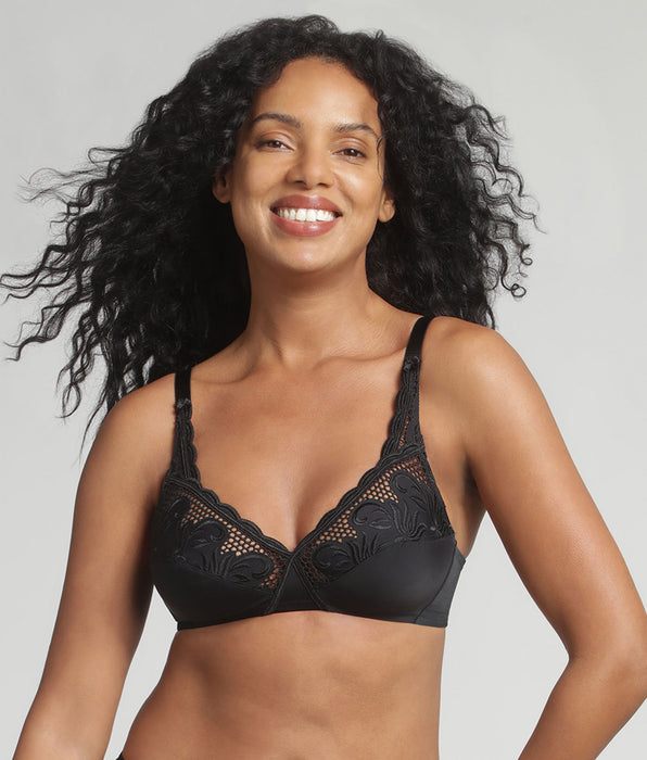 Playtex® Soutien-gorge sans armatures noir et broderie Cœur Croisé Modern Tricot