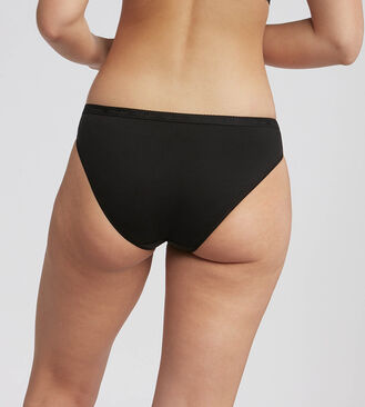 2 pack of black high waist knickers in organic cotton, , PLAYTEX