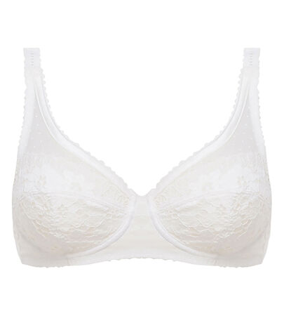 Full Cup Bra in White – Classic Lace Support