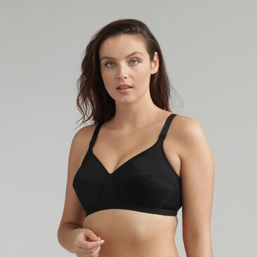 2 Non-wired bras in black & white Basic Micro Support, , PLAYTEX