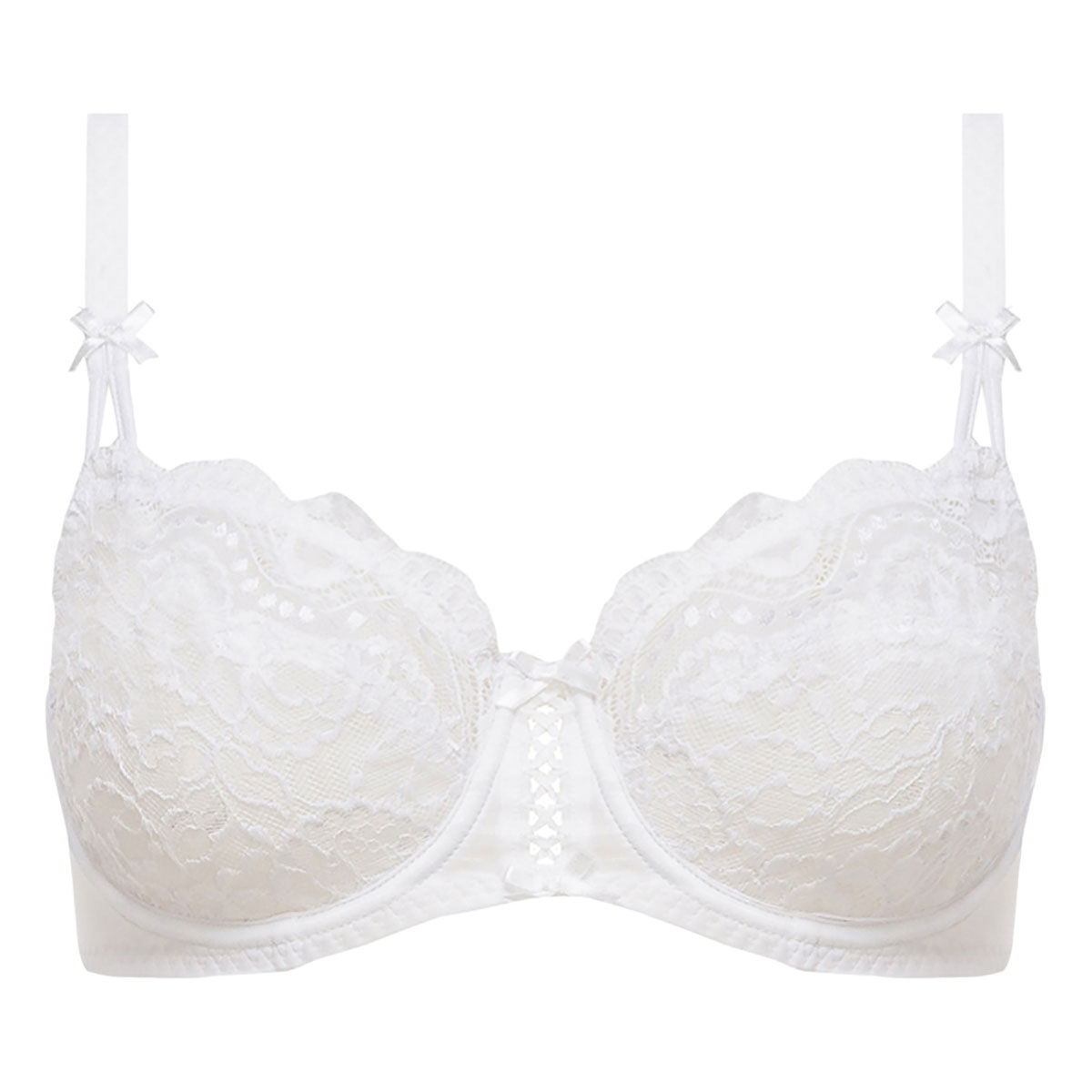 NEW HIGH QUALITY BRA LACE UNDERWIRED BRA WHITE Floral Lace 