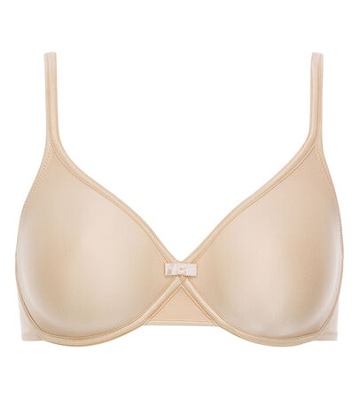 Full Cup Underwired Bra in Beige - Satiny Micro-Support