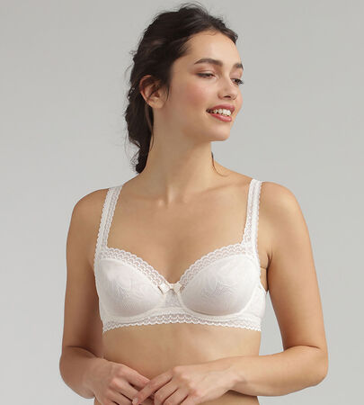 Balcony Bra in Antique White Lace - Invisible Elegance