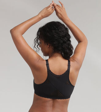 Non Wired Front Closure Bra in Black Ideal Posture, , PLAYTEX