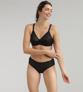 Lace midi knickers in black - Ideal Posture, , PLAYTEX