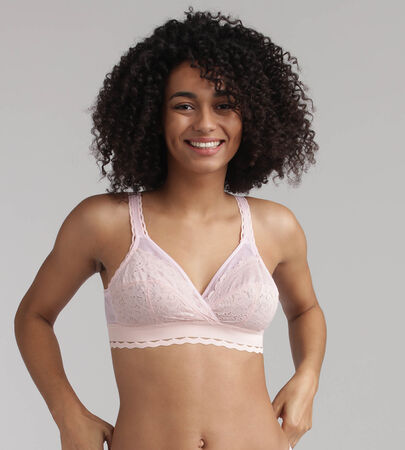 Non wired bra in pastel pink - Recycled Classic Lace Support