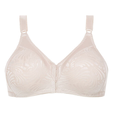 Non-Wired Bra with Front Closure in Soft Taupe - Double Support