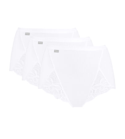 3 Pack of Full Knickers in White – Cotton & Lace