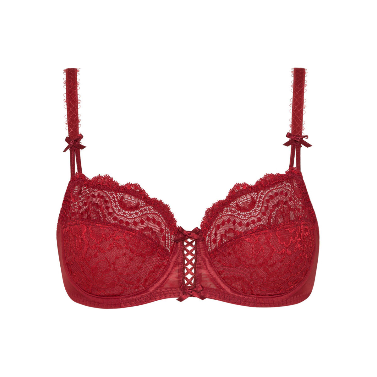 Underwired bra in dark red Flower Elegance