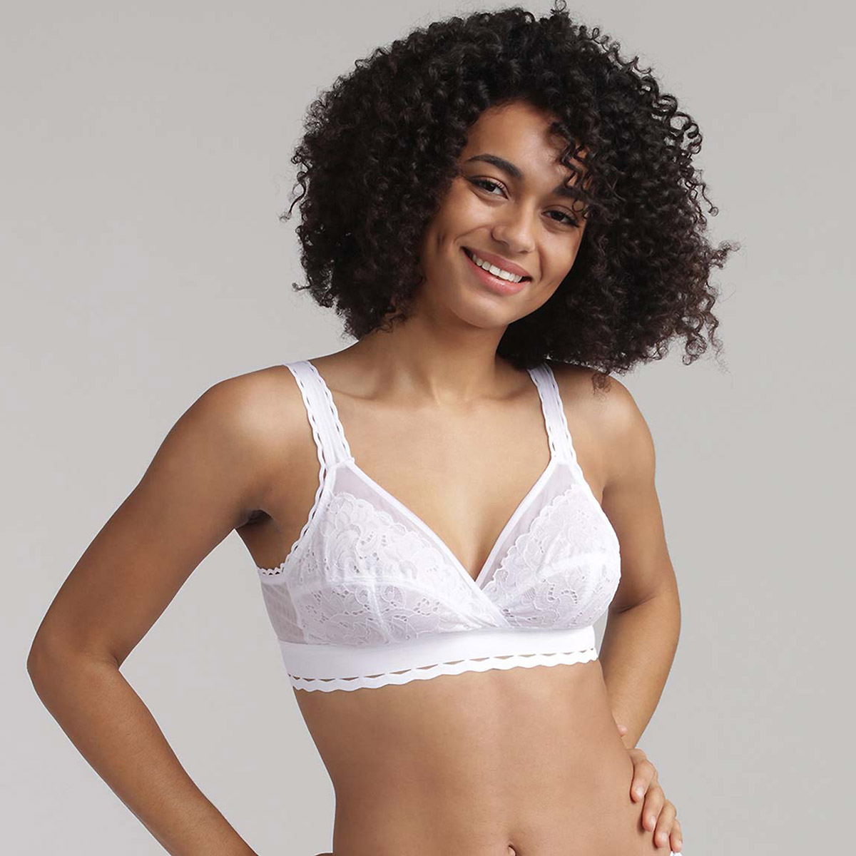 Non wired bra in white - Recycled Classic Lace Support, , PLAYTEX