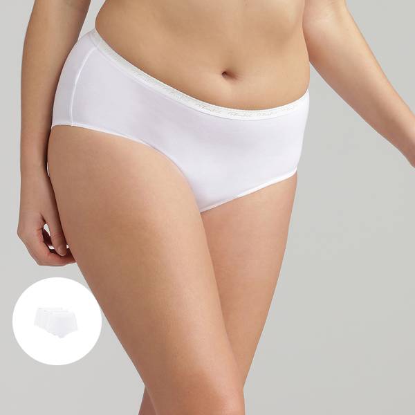3 Culottes taille haute blanches  – Coton Stretch, , PLAYTEX