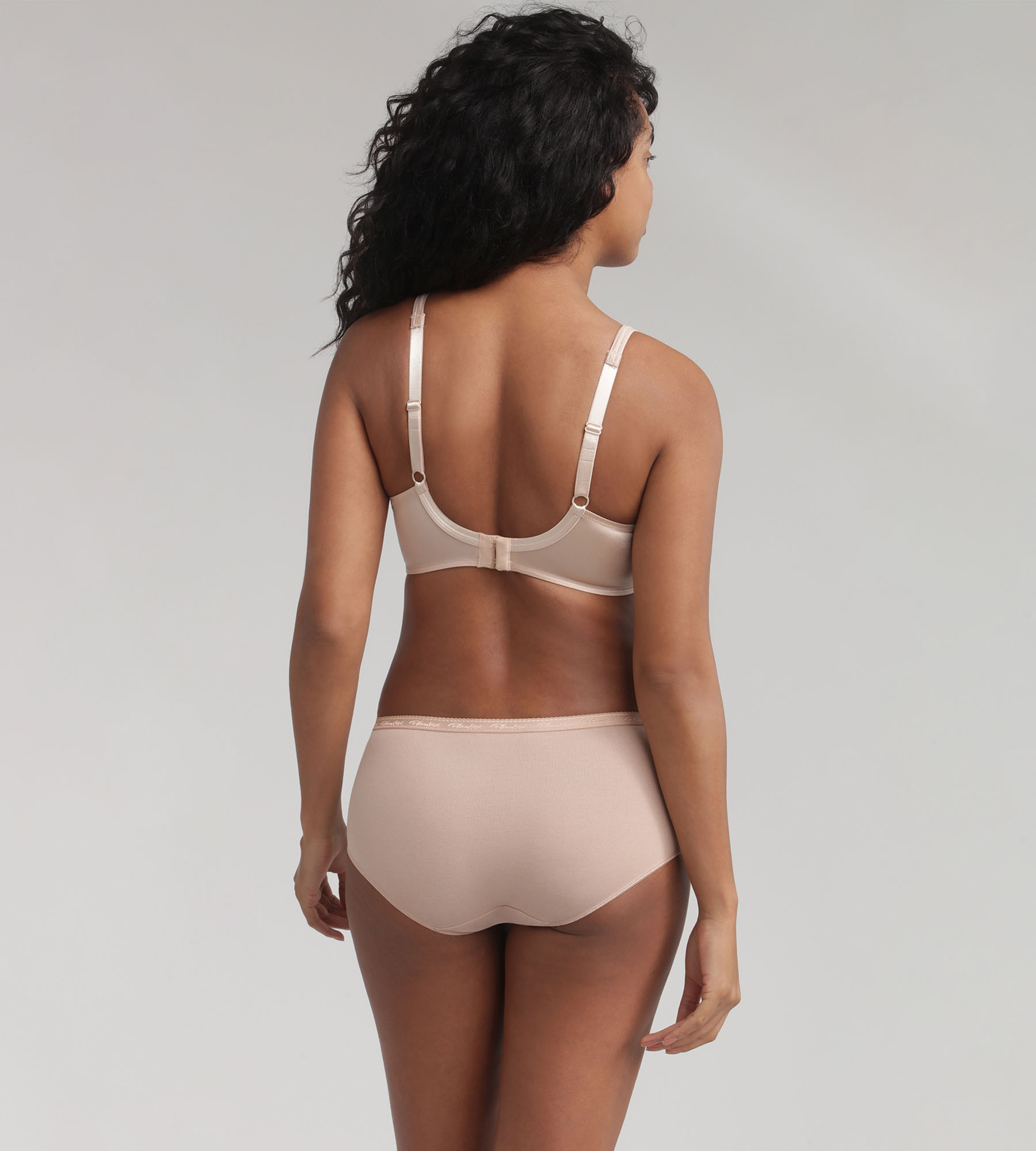 Full Cup Underwired Bra in Beige - Satiny Micro-Support