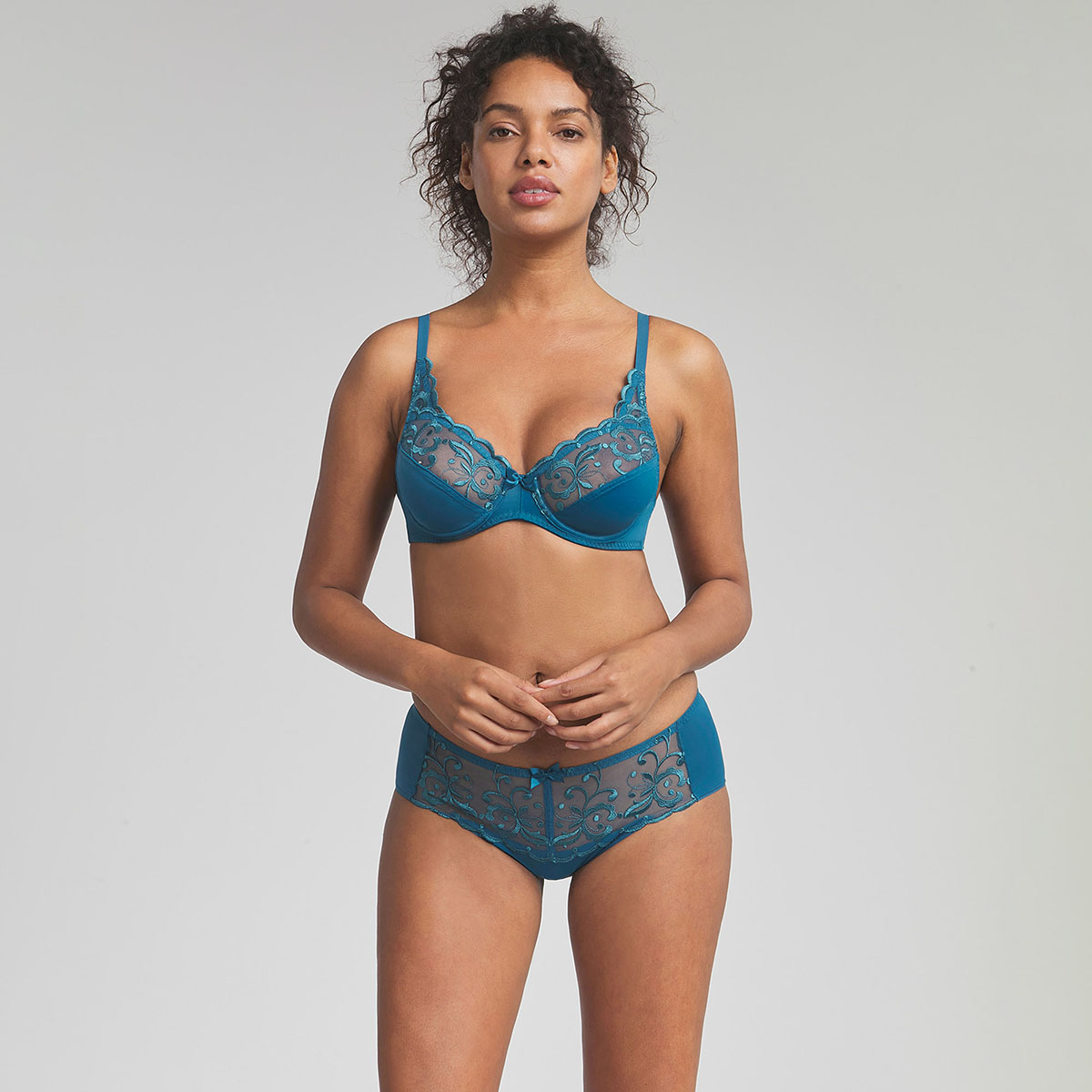 Midi knickers in Patina Blue - Essential Elegance Embroidery, , PLAYTEX