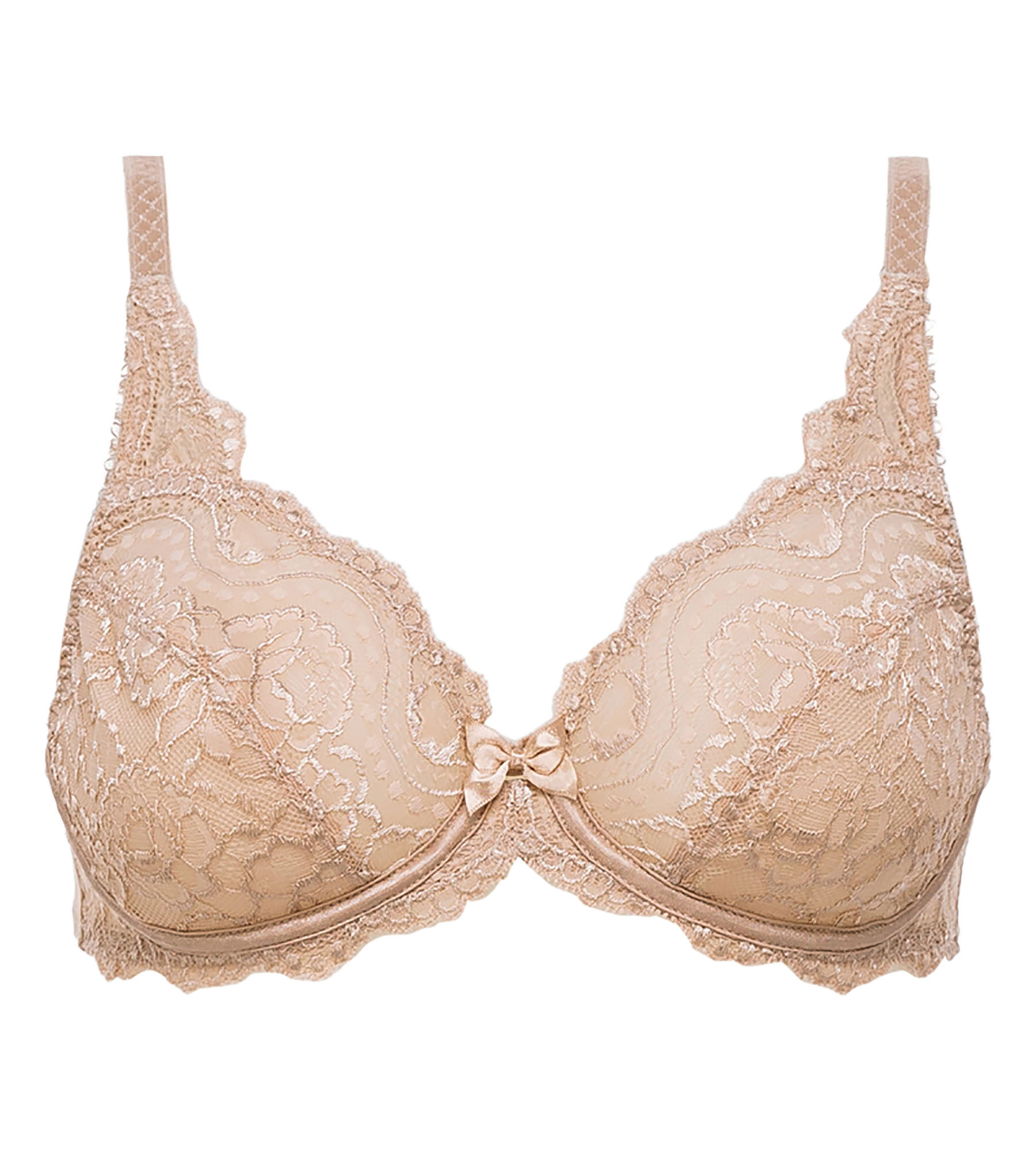 RYRJJ Push Up Bras for Women Embroidered Floral Print Full-Coverage Wireless  Shaping Cup Everyday Bra Comfort No Underwire Bralette(Beige,S) 