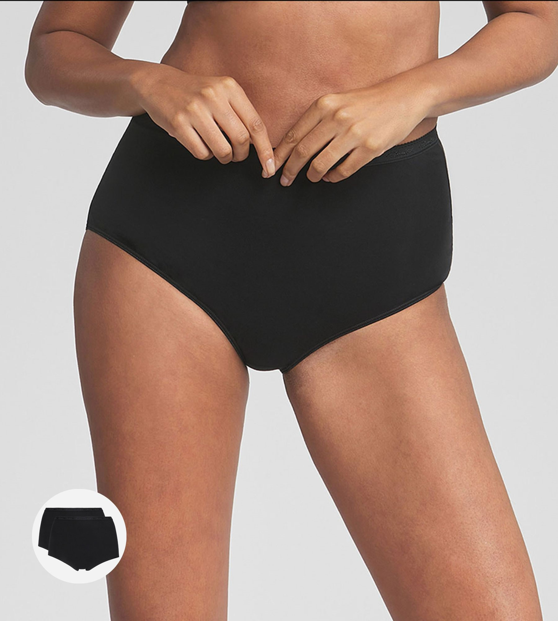 Pack of 2 full knickers in black Organic Cotton