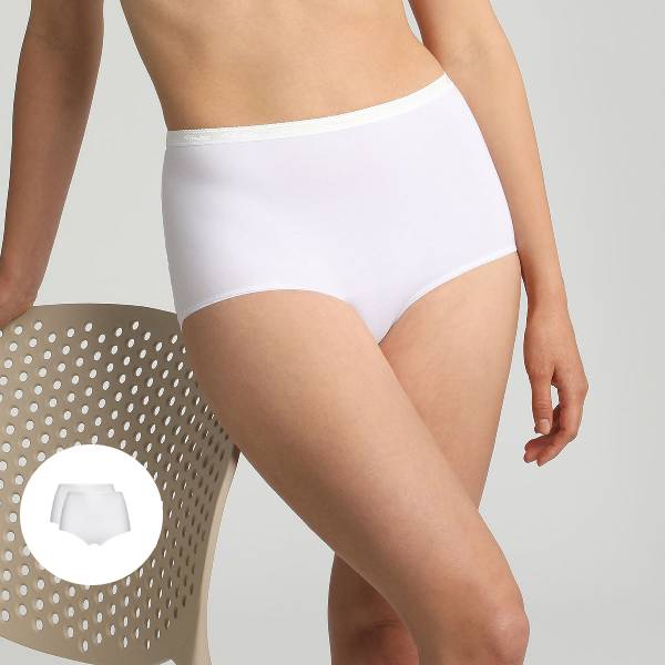 2 pack of white full briefs in organic cotton, , PLAYTEX