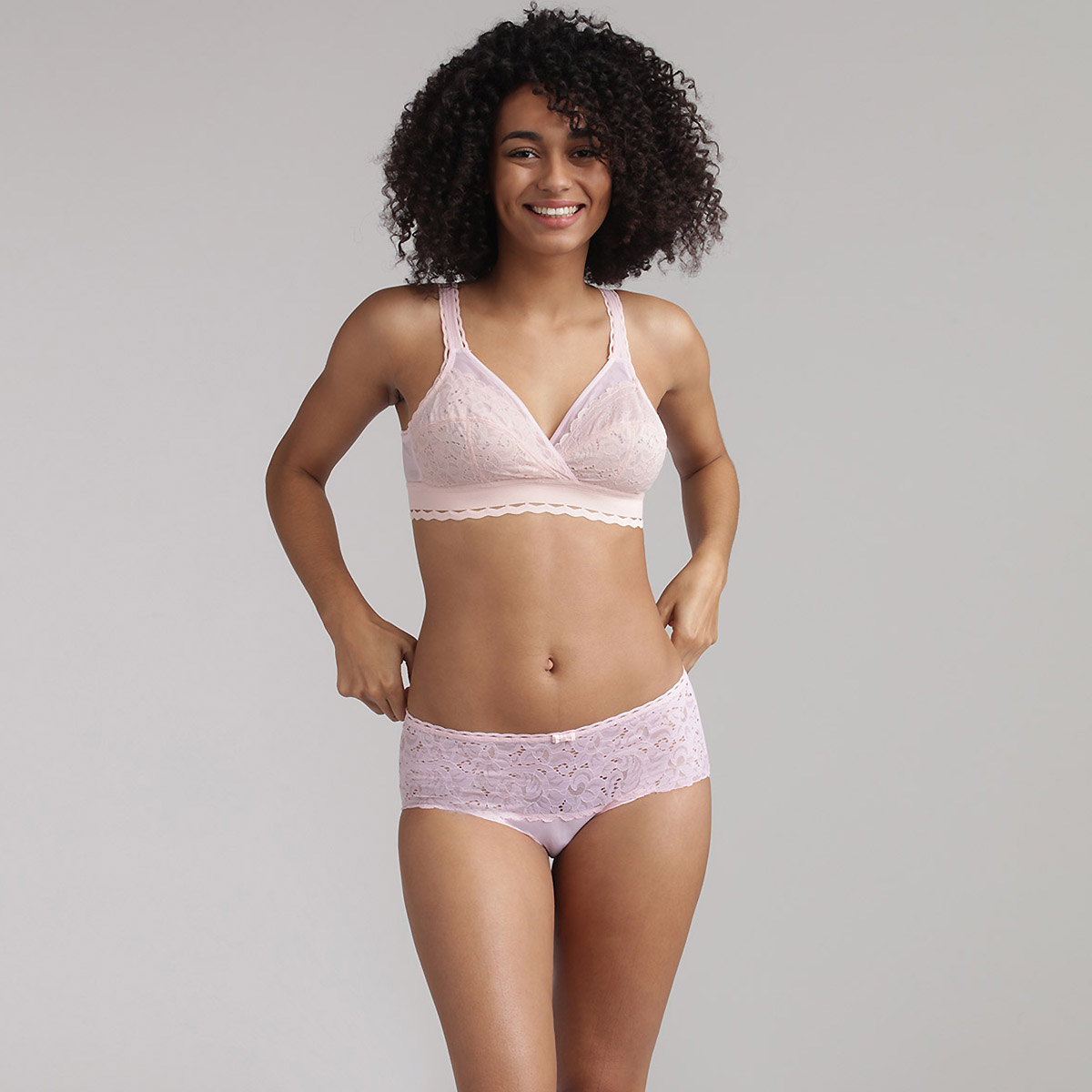 Non wired bra in pastel pink - Recycled Classic Lace Support, , PLAYTEX