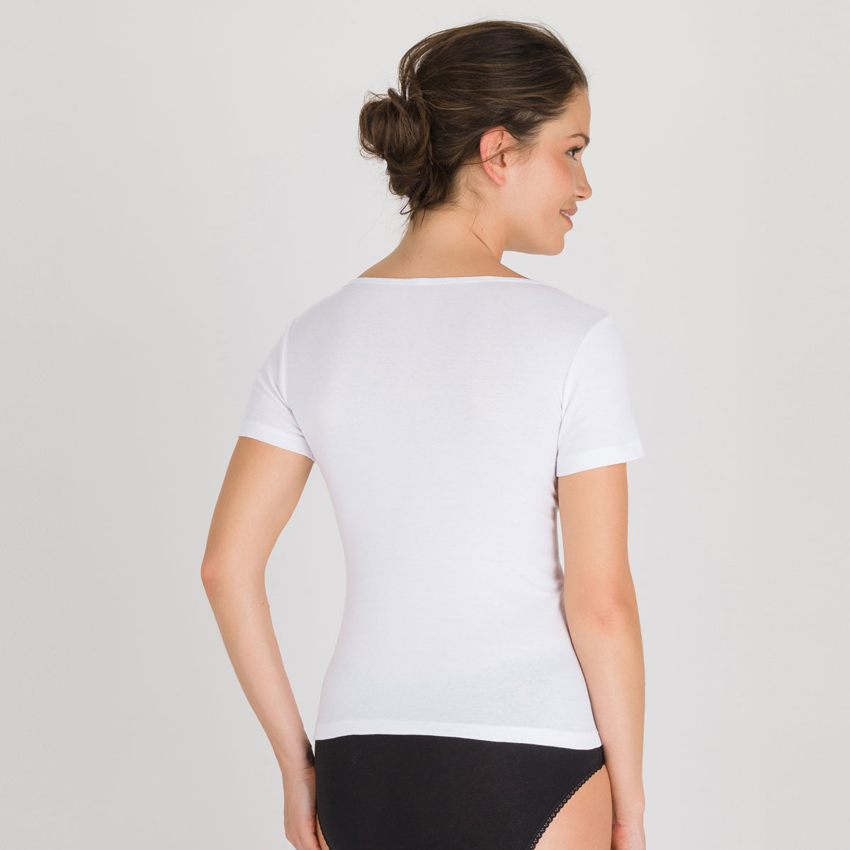 Short Sleeve Top in White - Cotton Liberty-PLAYTEX
