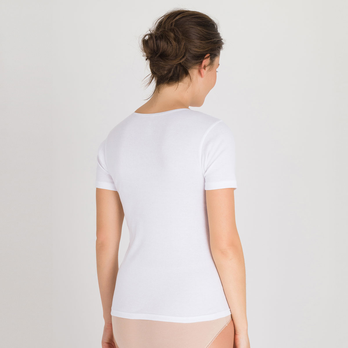 Short Sleeve Top in White - Cotton Feminine-PLAYTEX