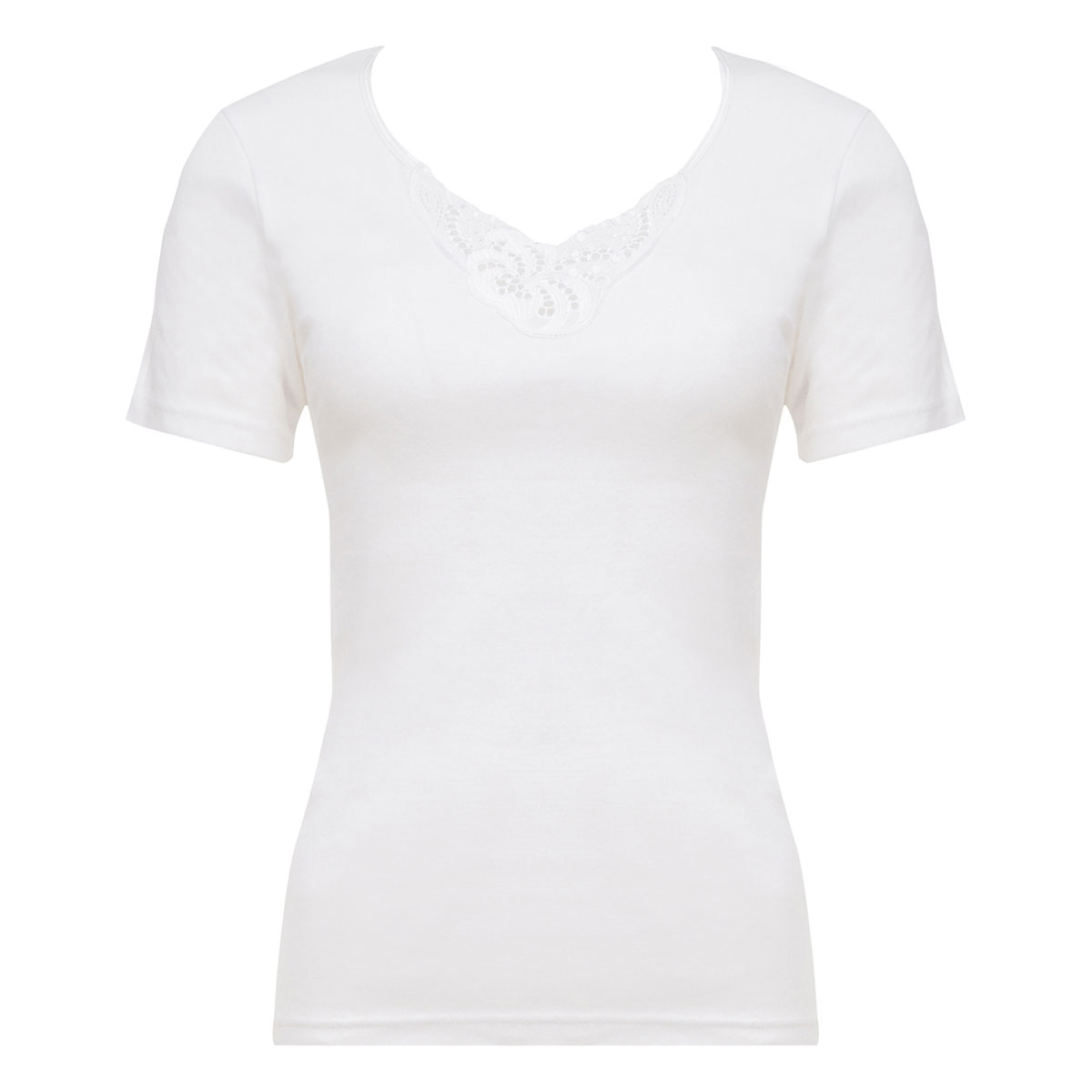 Short Sleeve Top in White - Cotton Feminine-PLAYTEX