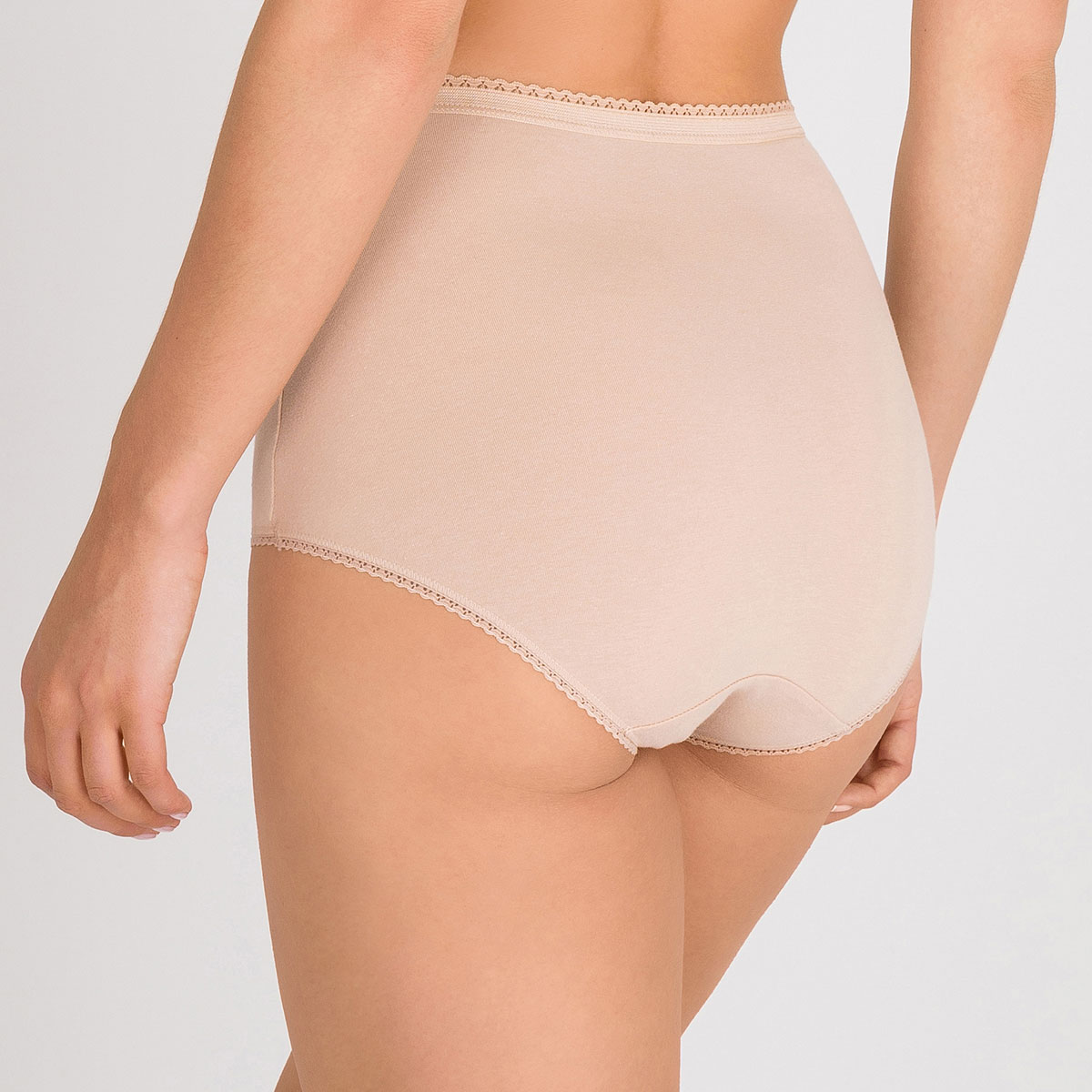 2 pack of high-rise knickers in beige– Stretch Cotton