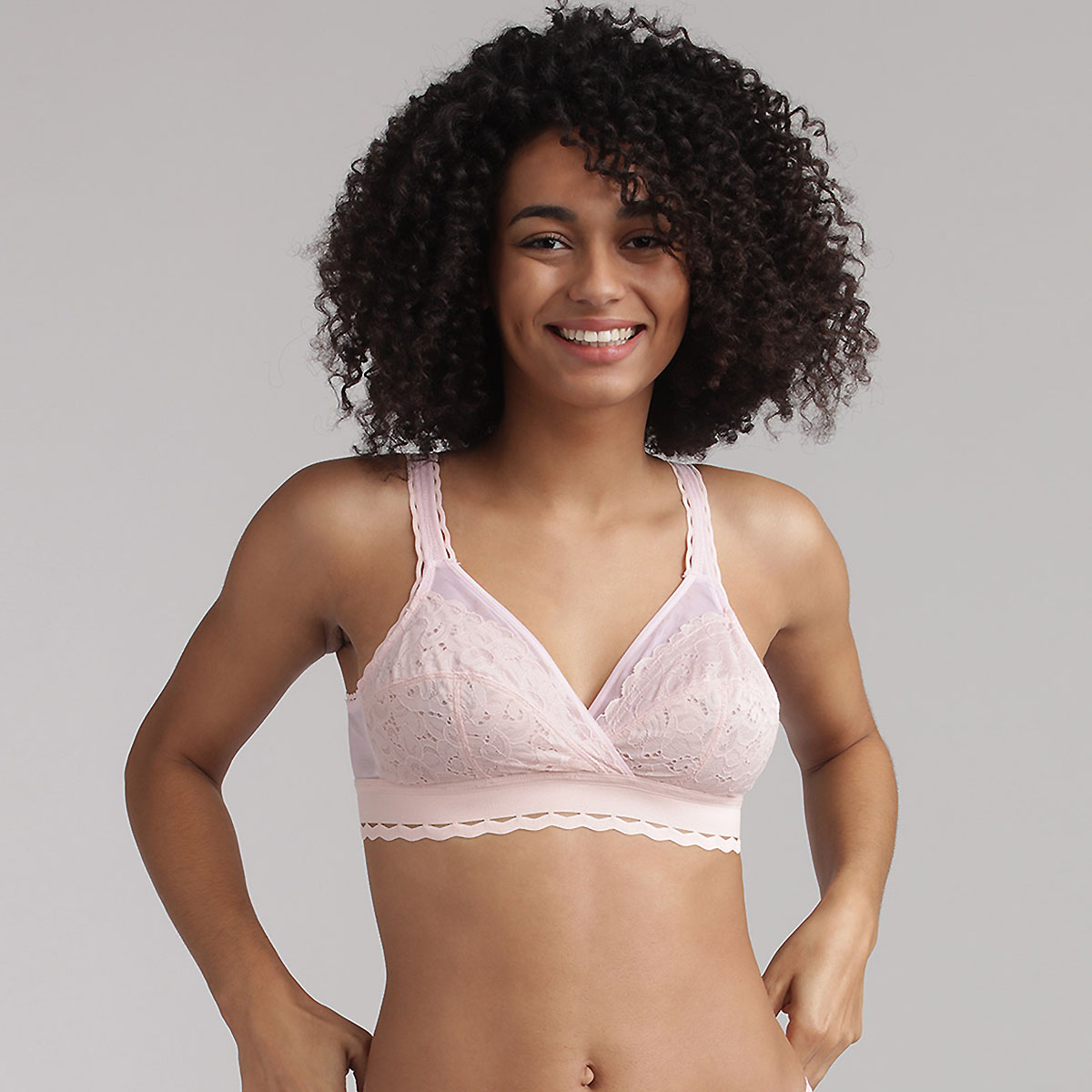 Non wired bra in pastel pink - Recycled Classic Lace Support, , PLAYTEX